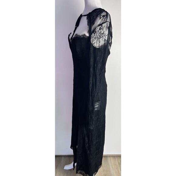 Lulu’s Desirably Dramatic Black Lace CutOut Size Large Event MIDI Dress NEW - Picture 7 of 15